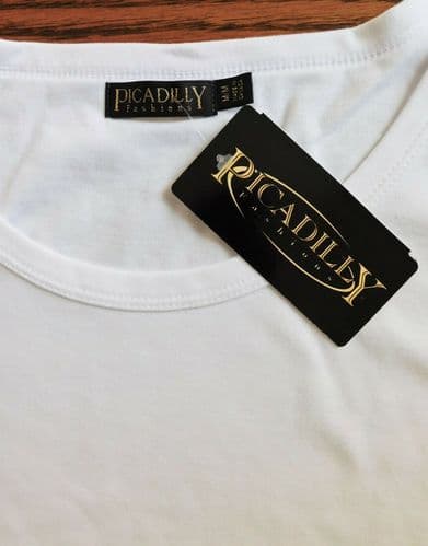 Piccadilly Fashions ladies white vest top sleeveless tee shirt Size M Medium NEW